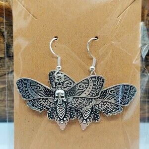 Deathhead Moth Earrings Boho Goth Hawkmoth Bohemian Whimsigoth
